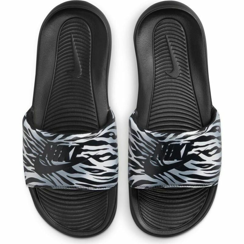 Nike Women's Victori One Slide Print Black/Black-Metallic Silver (CN9676 011)