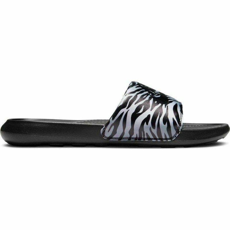 Nike Women's Victori One Slide Print Black/Black-Metallic Silver (CN9676 011)