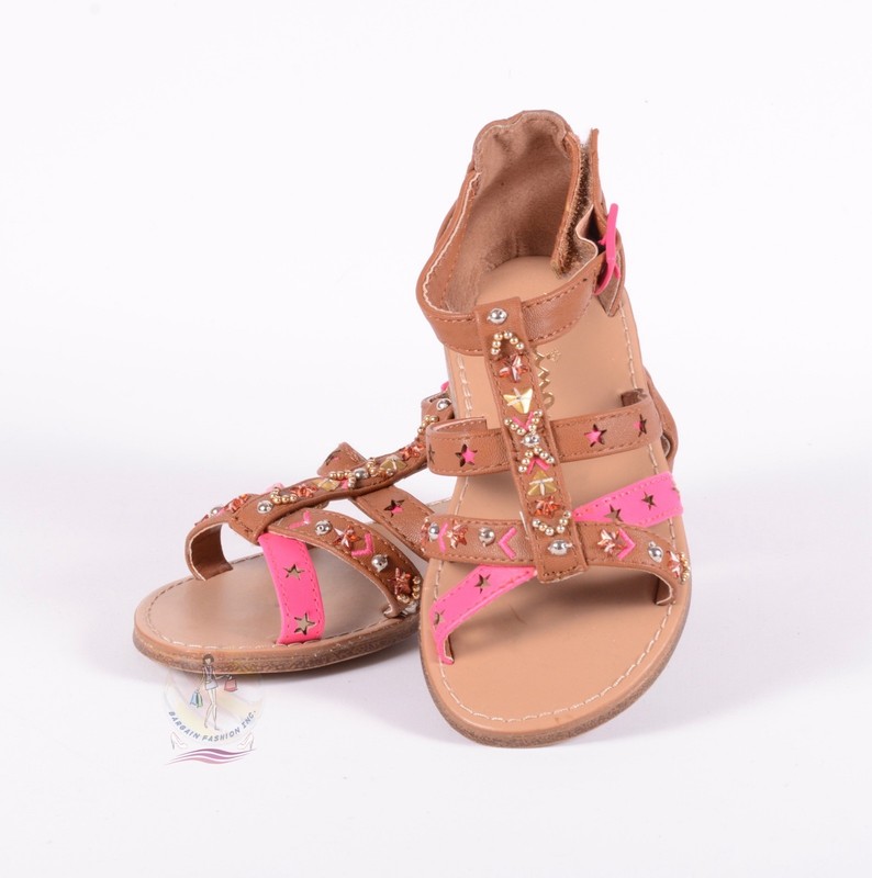 Nina Girls Tan / Pink Strappy Sandals Sz 9 US / 25 EU $45 NWOB