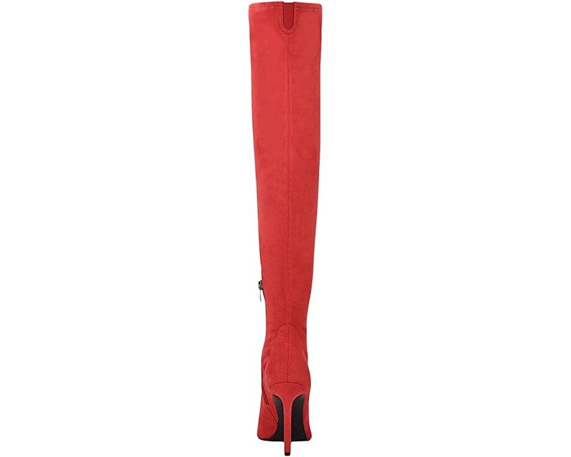 Nine West Tacy2 Red Suede Leather Over The Knee Stiletto Heeled Fashion Boots
