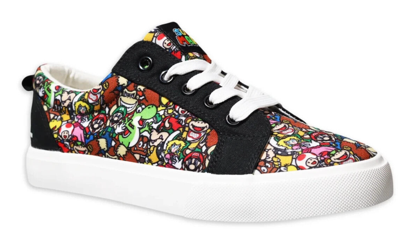 Nintendo Super Mario Bros Little BOY SIZE 1 Lace Up Low Top Shoe COLOR BLACK NEW