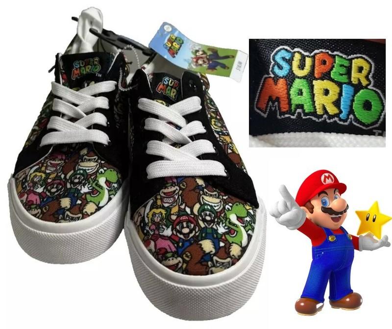 Nintendo Super Mario Bros Little BOY SIZE 1 Lace Up Low Top Shoe COLOR BLACK NEW