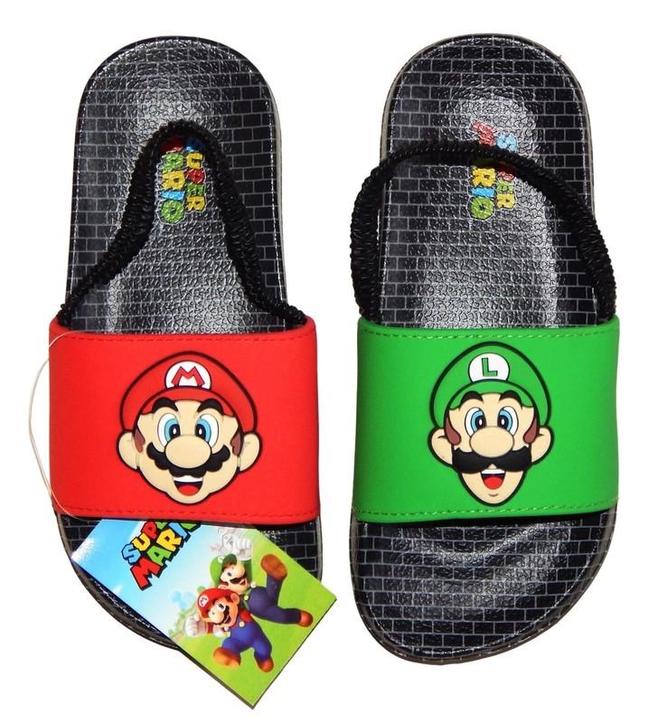 Nintendo Super Mario Luigi Toddler Slides Sandals Size 9/10 Red/Green