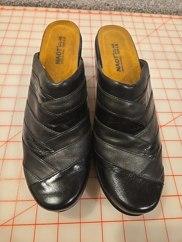 Noat Clogs Mules Braided Black Size 40 US 9 Leather