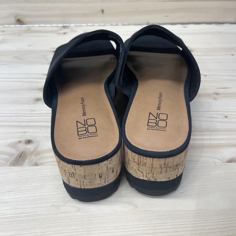 NOBO Shoes Womens 8M Black Cork Platform Slip On Faux Leather Y2K Style