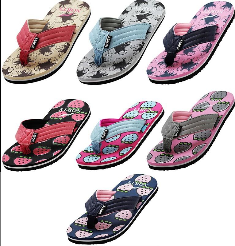 NORTY Girl's Casual Flip Flop Thong Sandals For Beach Pool or Everyday