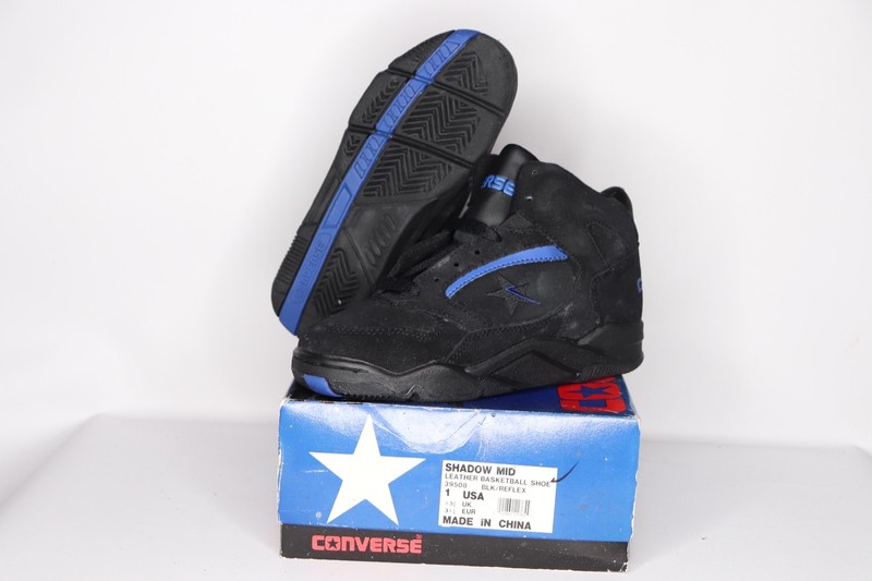 NOS Vintage 90s Converse Shadow Mid Leather Basketball Shoes Sneakers Youth 1Y