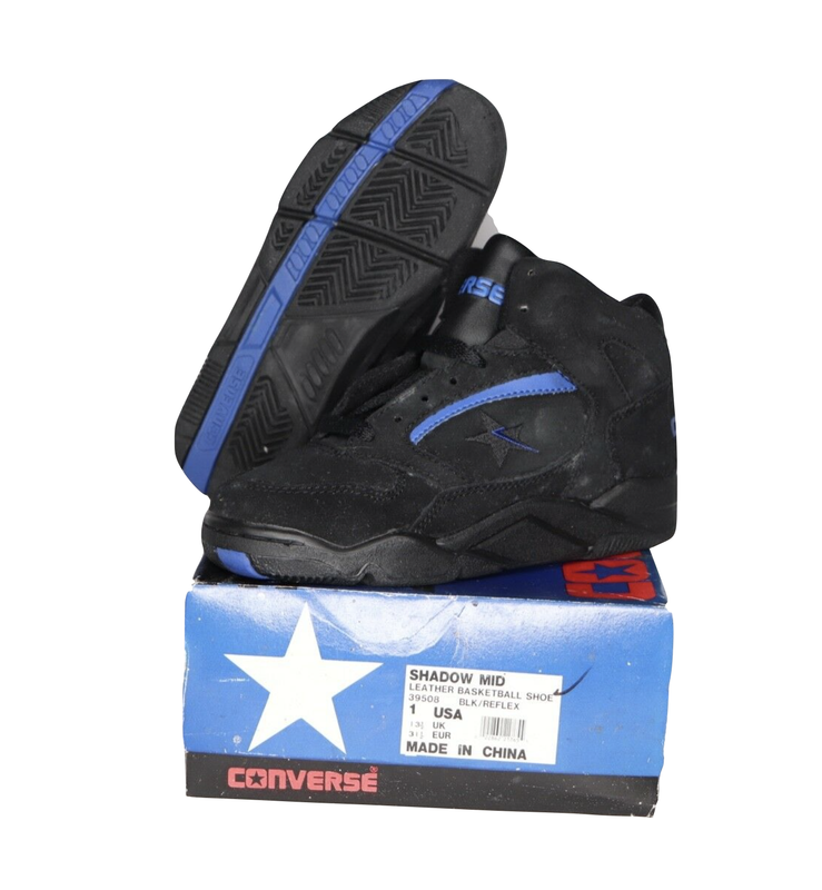 NOS Vintage 90s Converse Shadow Mid Leather Basketball Shoes Sneakers Youth 1Y