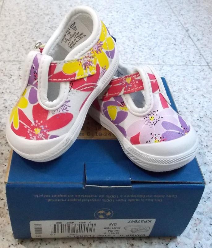 NWB KEDS Champ TC T Strap Floral White Color Flower Girls Infant Newborn Sandal