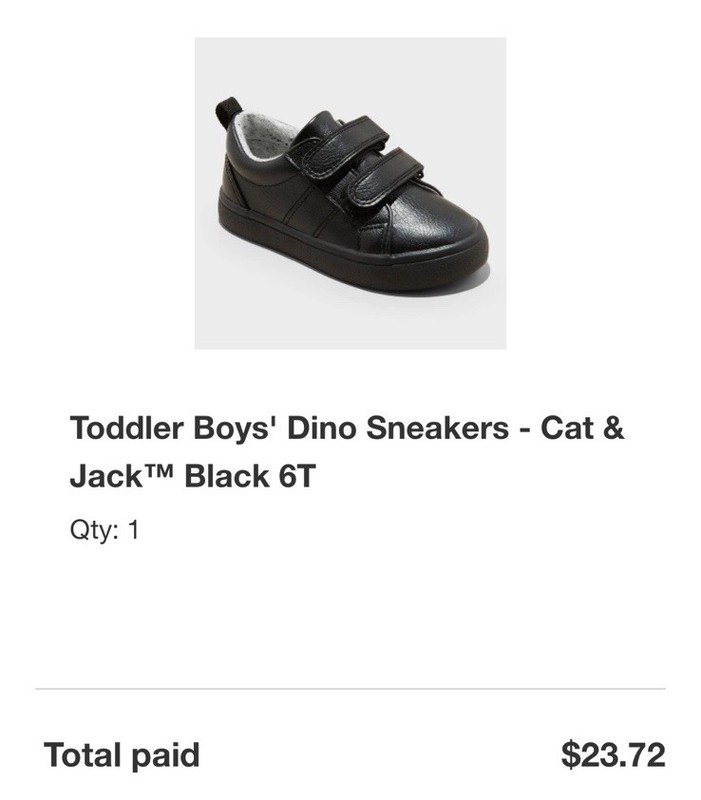 NWOB CAT & JACK DINO SNEAKERS BLACK INFANT TODDLER SZ 6