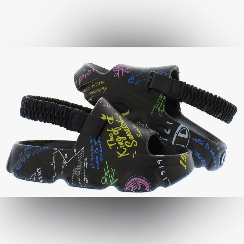 NWOB Champion Infant/Toddler Meloso Squish Black Doodle Sandals - Size 5