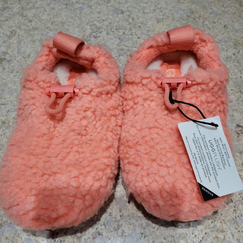 NWOB TODDLER KIDS SZ 7 STARFISH PINK UGG PLUSHY FAUX SHEARLING SLIPPERS 1143792T