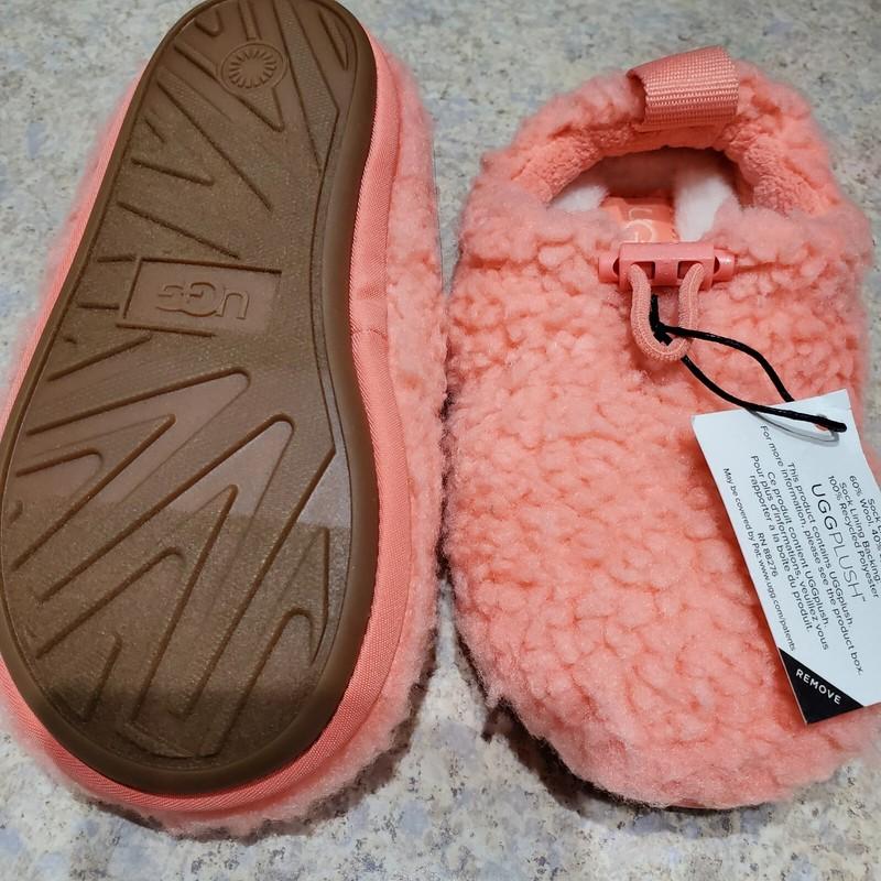NWOB TODDLER KIDS SZ 7 STARFISH PINK UGG PLUSHY FAUX SHEARLING SLIPPERS 1143792T