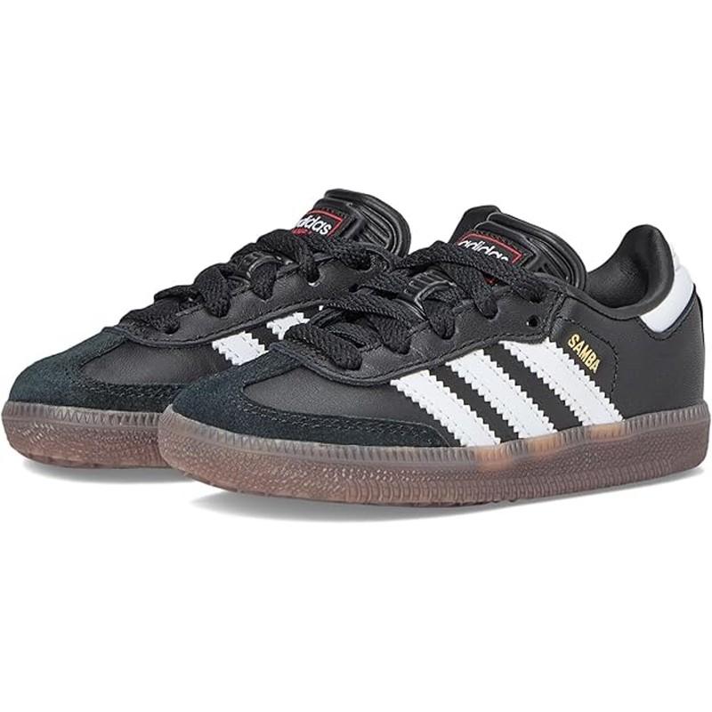 NWT adidas Unisex Big Kid Samba Indoor Sneaker Black/White/Gum-Size 4