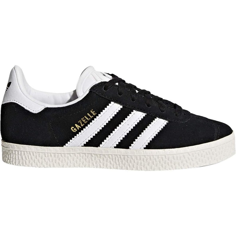 NWT Adidas Unisex Originals Kids Gazelle Black/White/Gold-SZ 4 Big Kid