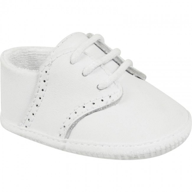 NWT Baby Deer Size 0 White Leather Saddle Oxford Booties Crib Shoes Boys Newborn