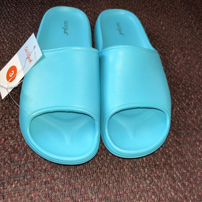 NWT Cat & Jack Girls Size 3 Slip On Sandals Turquoise Blue