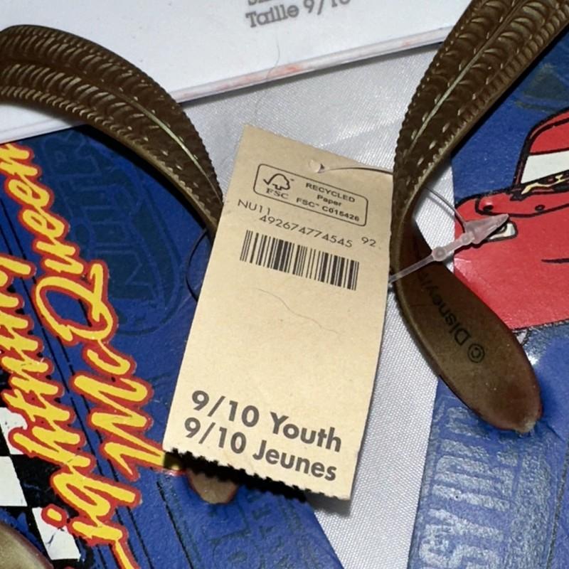 NWT DISNEY Store CARS FLIP FLOPS SIZE 9/10 Lightning Mcqueen