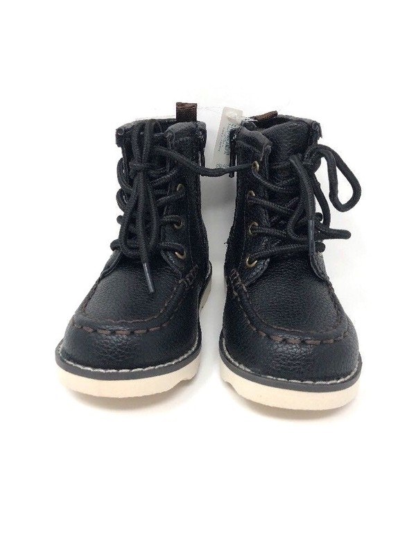 NWT Gap Kids Boy's Faux Leather Hiker Boots In Black - Size 5 & 6