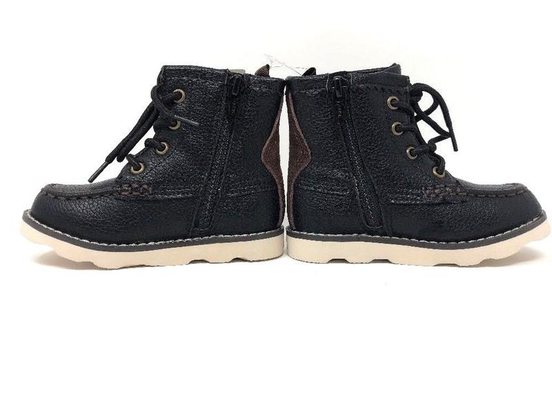 NWT Gap Kids Boy's Faux Leather Hiker Boots in Black - Size 5 & 6