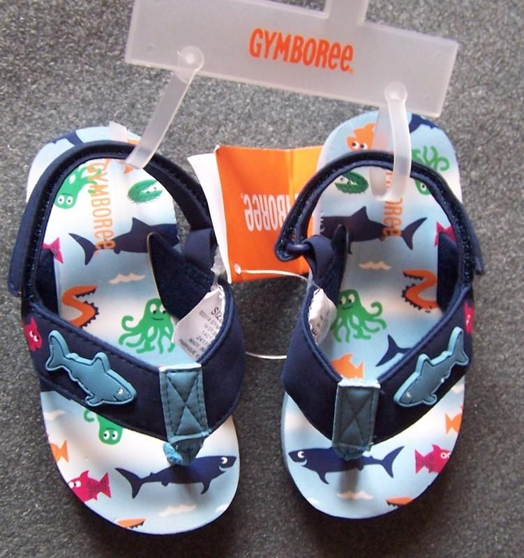 NWT GYMBOREE BLUE COLORFUL FISH FLIP FLOP SANDALS SZ 5 / 6