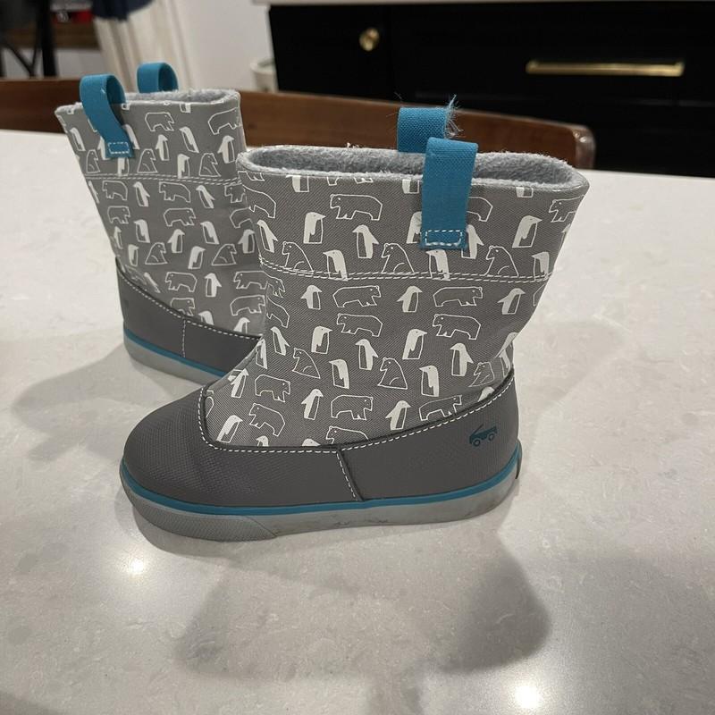 NWT Little Boys See Kai Run Snow Friend Ripley Winter Boots Size 8 Blue Gray