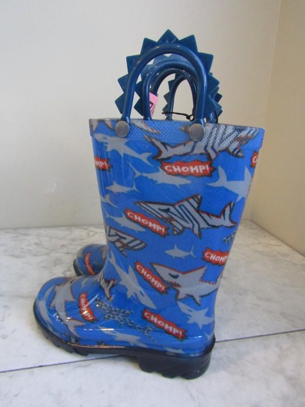 NWT Member's Mark Kids Light-up Shark Blue Rainboots Waterproof Unisex Size 7/8