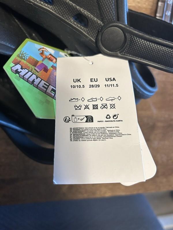 NWT Minecraft Boys Girls Clogs Shoes Sandals Black 11 11.5 Youth Mojang Studios