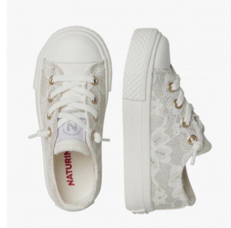 NWT NATURINO AYASY. Fabric Sneakers In White - Size 9.5