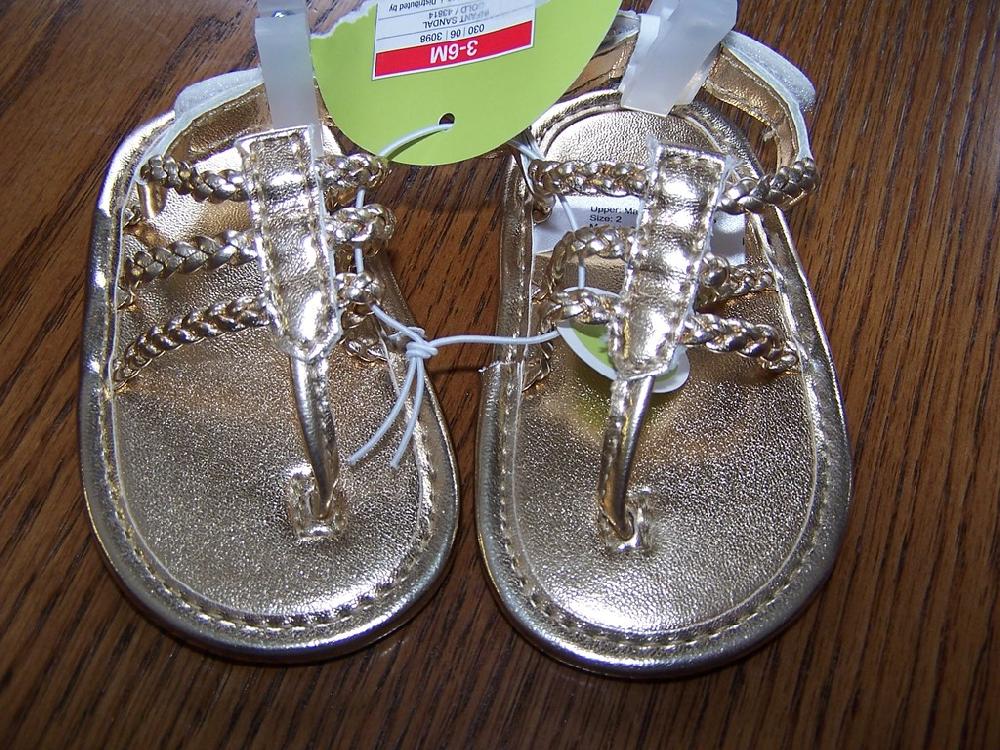 NWT NEW CIRCO GOLD FLIP FLOP STRAPPY SANDALS 3-6 MO