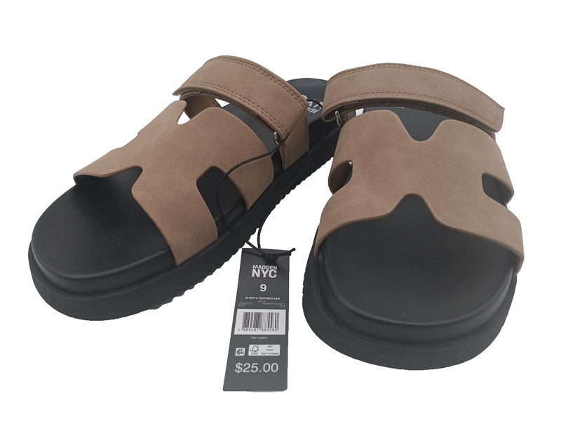 NWT NIB Madden NYC Women's Footbed Sandals Slip-On Medium Width Brown Size 9