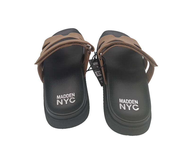 NWT NIB Madden NYC Women's Footbed Sandals Slip-On Medium Width Brown Size 9