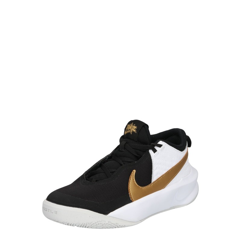 NWT Nike Boy's' Team Hustle D 10 Basketball Sneaker Black/Gold/White-Size 6 M