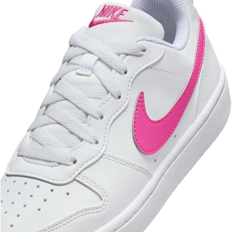 NWT Nike Girl Court Borough Low Recraft Big Kid Shoes White/Laser Fuchsia Sz 6.5