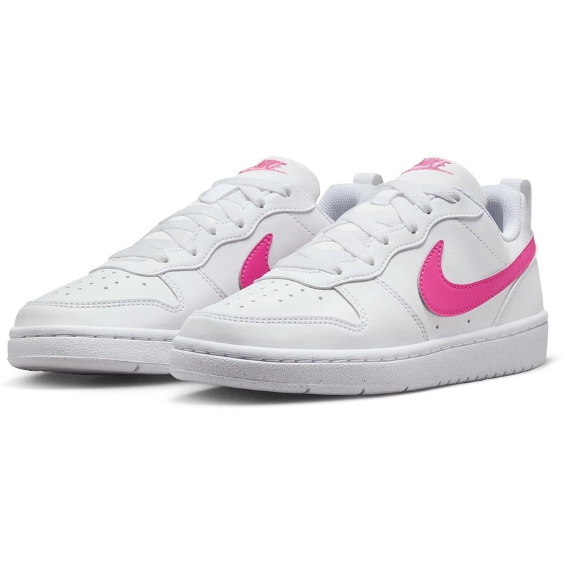 NWT Nike Girl Court Borough Low Recraft Big Kid Shoes White/Laser Fuchsia Sz 6.5