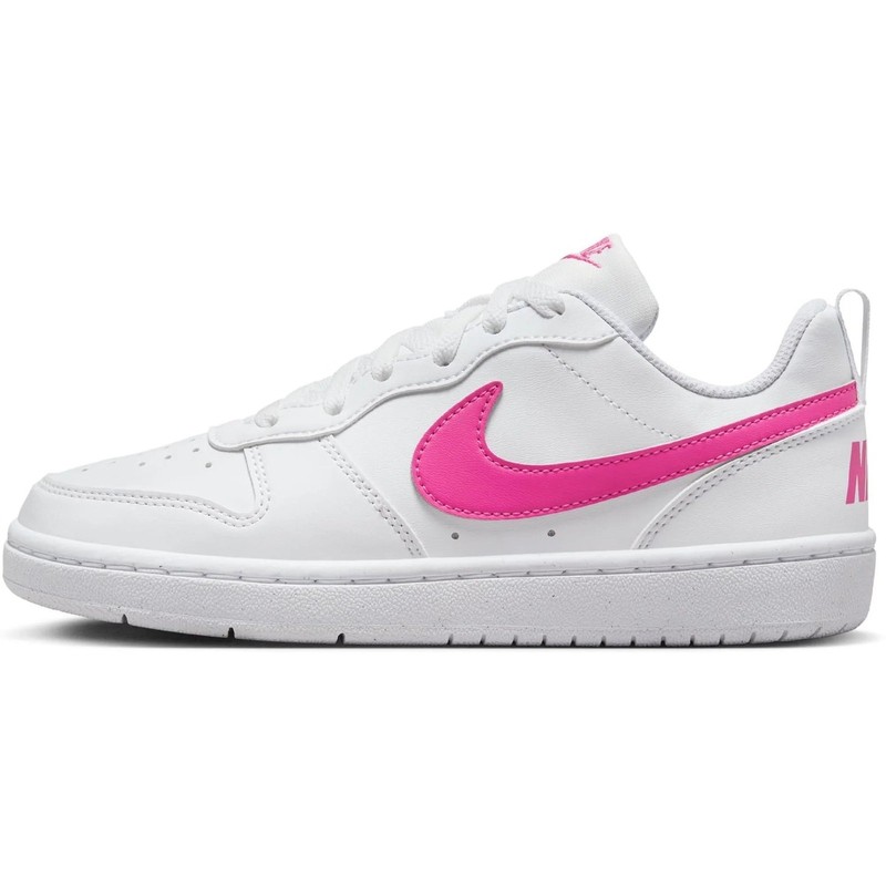 NWT Nike girl Court Borough Low Recraft Big Kid Shoes White/Laser Fuchsia Sz 6.5
