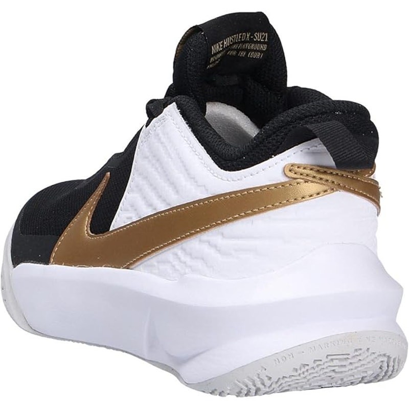 NWT Nike Unisex Team Hustle D 10 Basketball Shoes Black/Gold/White Size 7