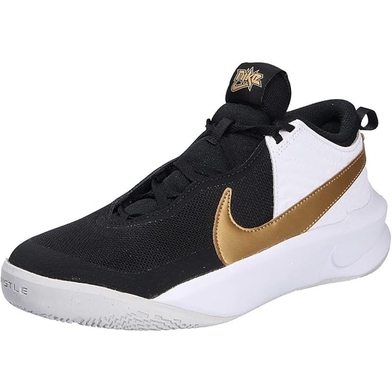 NWT Nike unisex Team Hustle D 10 Basketball Shoes Black/Gold/White Size 7
