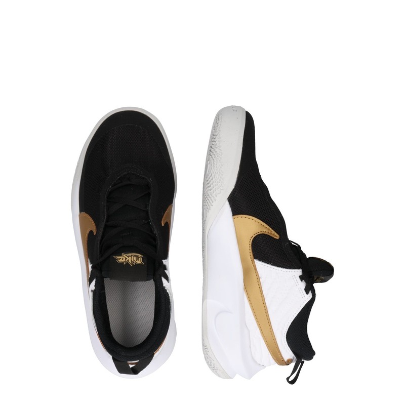 NWT Nike Unisex Team Hustle D 10 Kid Basketball Shoes Black/Gold/White Size 5 M