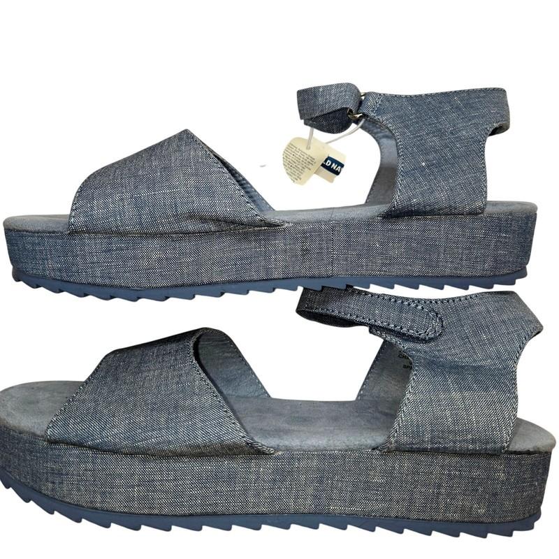 NWT Old Navy 5 Girl's Women's Sandel Shoes Blue Denim New Tags