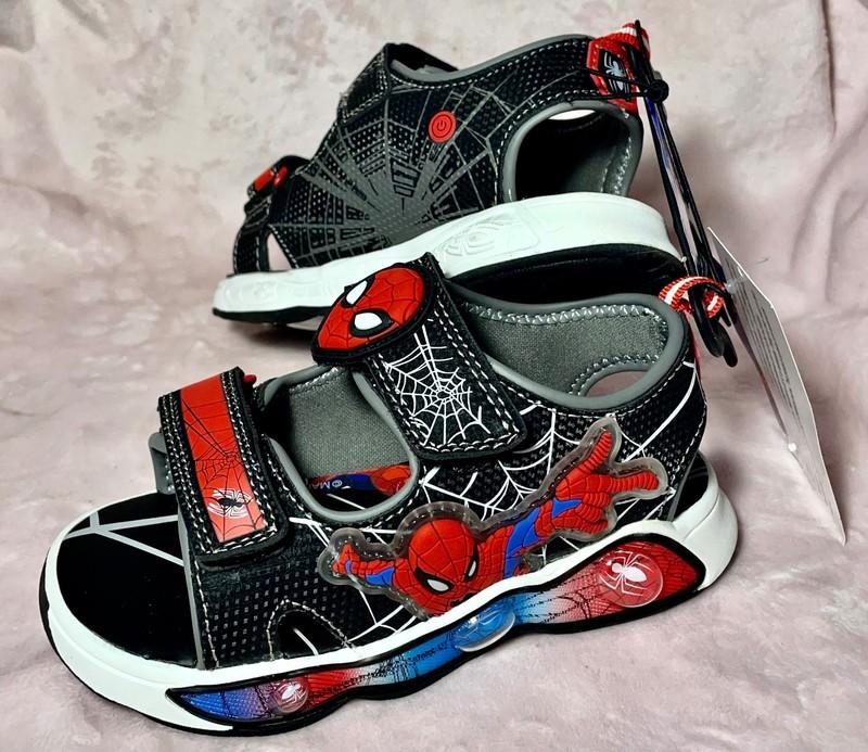 NWT Spider-Man Toddler Boy Light Up Sandals Shoes Sz 10 Marvel Comic Black & Red