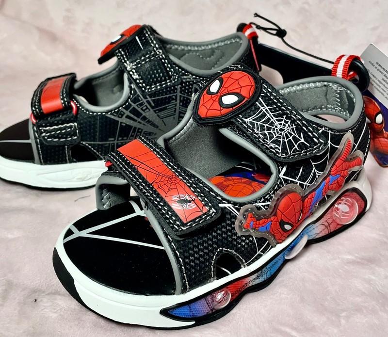 NWT Spider-Man Toddler Boy Light Up Sandals Shoes Sz 10 Marvel Comic Black & Red
