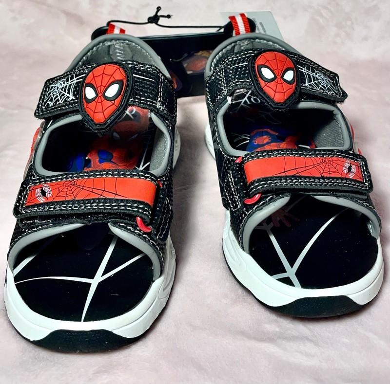 NWT Spider-Man Toddler Boy Light Up Sandals Shoes Sz 10 Marvel Comic Black & Red