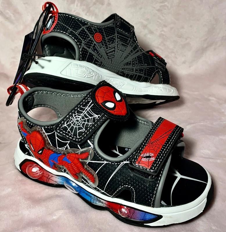 NWT Spider-Man Toddler Boy Light Up Sandals Shoes Sz 10 Marvel Comic Black & Red