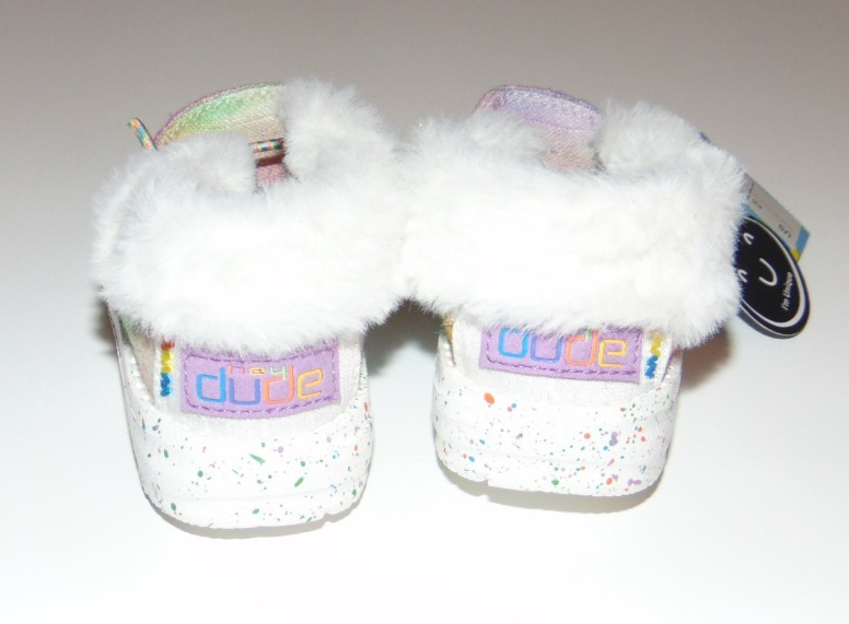 ~NWT Toddler Girls HEY DUDE Rainbow Dreamer Fur Speckle Shoes Size 6 Cute FS:)~