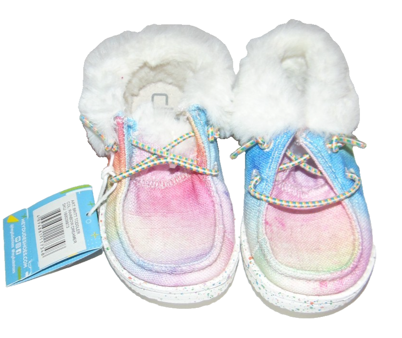 ~NWT Toddler Girls HEY DUDE Rainbow Dreamer Fur Speckle Shoes Size 6 Cute FS:)~