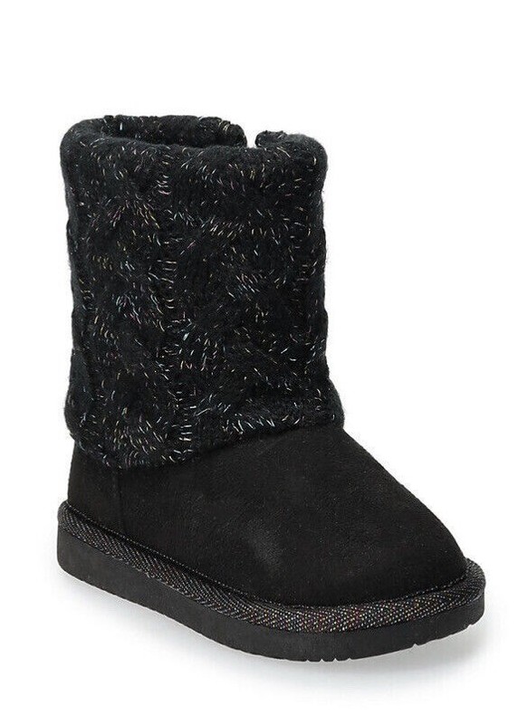 NWT Toddler Girls JUMPING BEANS Reagann Black Winter Boots Size 6T 7T 9T & 11