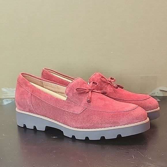 NWT Vionic Womens Syrah Red Finley Suede Front Bow Loafer Shoe Size 8W WIDE