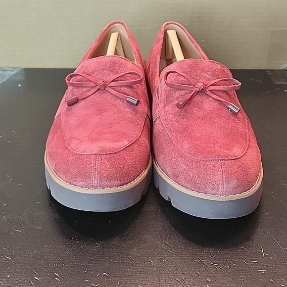 NWT Vionic Womens Syrah Red Finley Suede Front Bow Loafer Shoe Size 8W WIDE
