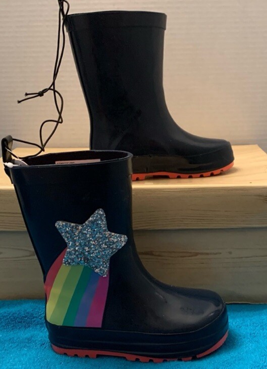 NWT WONDER NATION Blue Silver Star Glitter Rainboots Boots Size 5/6 Kids Girls